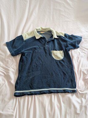 Replay Blue Worn Distressed Terry Polo Large